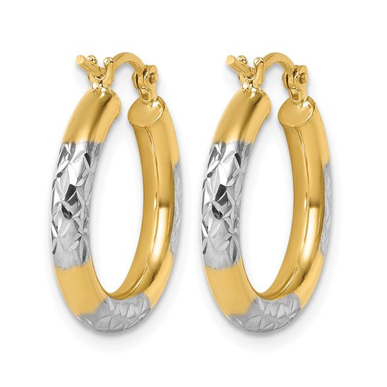 Leslie's 10KT with Rhodium Diamond Cut 3mm Hoop Earrings