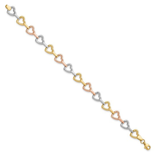 Leslie's 10KT Tri-color Heart Bracelet