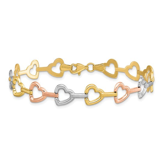Leslie's 10KT Tri-color Heart Bracelet