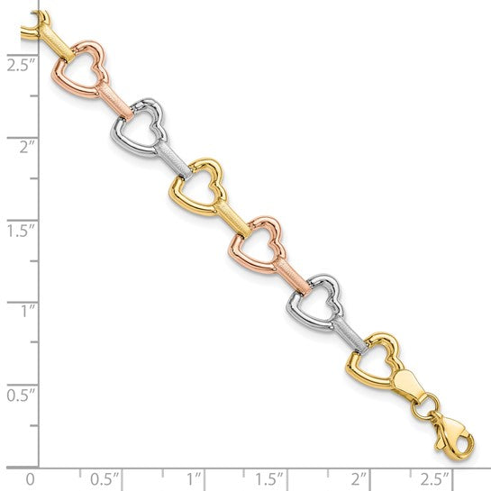 Leslie's 10KT Tri-color Heart Bracelet