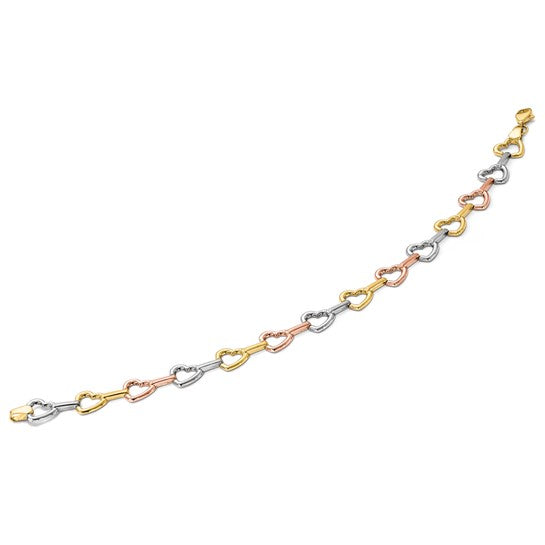 Leslie's 10KT Tri-color Heart Bracelet
