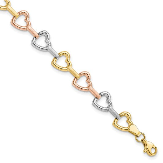 Leslie's 10KT Tri-color Heart Bracelet