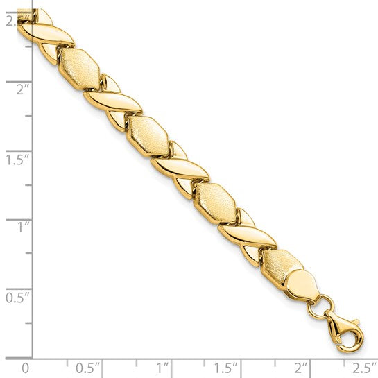 10kt Yellow Gold Polished and Brushed X/O Fancy Bracelet