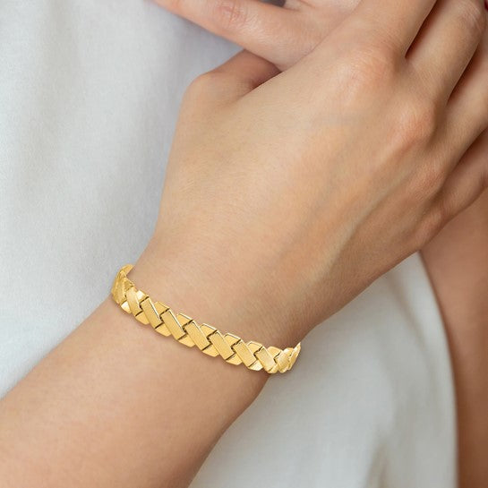 10kt Yellow Gold Polished and Brushed Fancy Bracelet