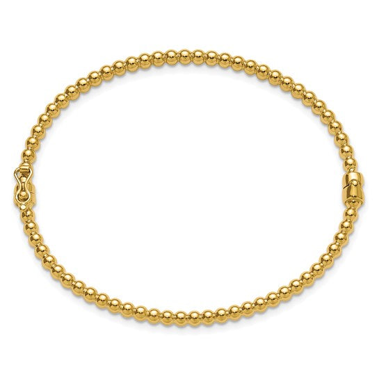 Leslie's 10KT Polished Beaded Hinged Bangle
