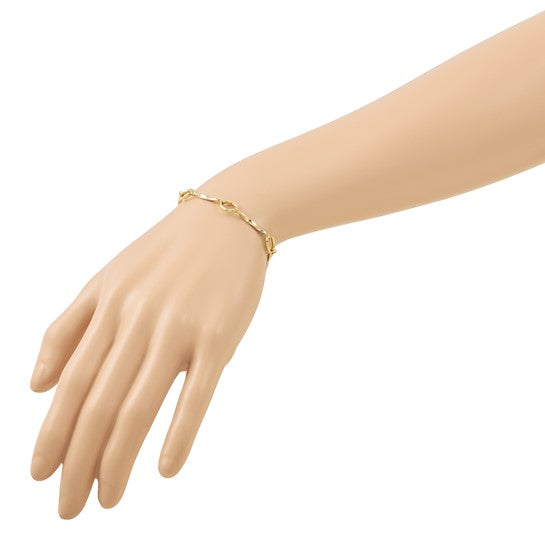Leslie's 10KT with White Rhodium Polished 6.5 inch with 1in ext. Fancy Link Bracelet