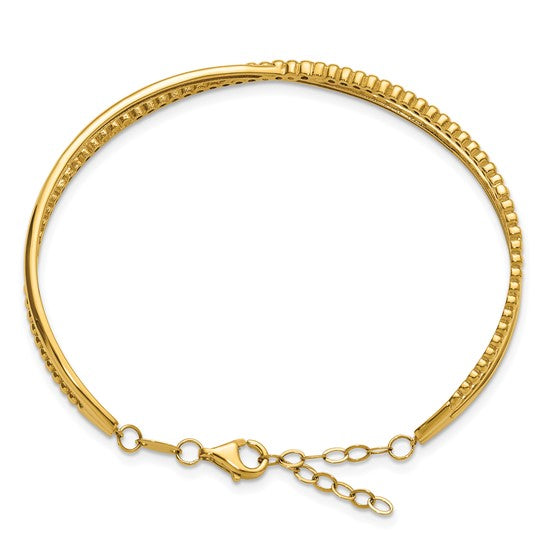 Leslie's 10KT Polished and Beaded with 1 inch Safety Chain Cuff Bracelet