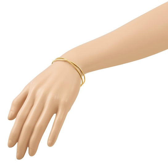Leslie's 10KT Polished and Beaded with 1 inch Safety Chain Cuff Bracelet