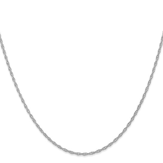 14KT White Gold 16 inch Carded 1.35mm Cable Rope with Spring Ring Clasp Chain