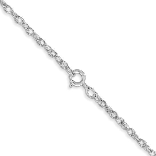 14KT White Gold 16 inch Carded 1.35mm Cable Rope with Spring Ring Clasp Chain