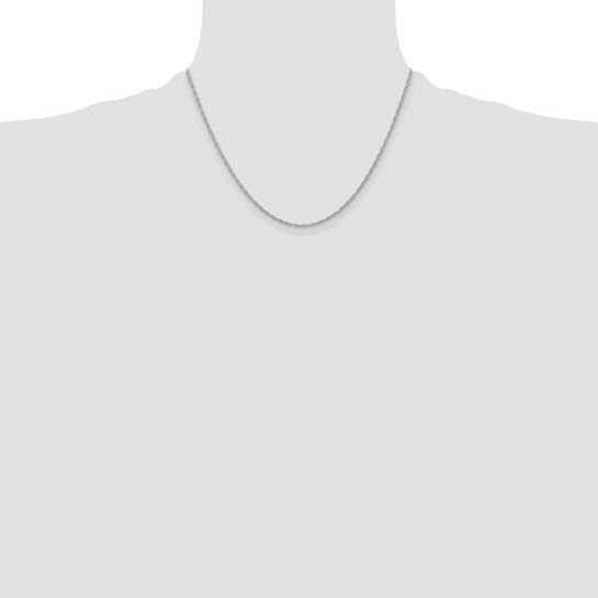 14kt White Gold 18 inch Carded 1.35mm Cable Rope with Spring Ring Clasp Chain