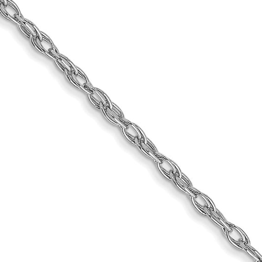 14KT White Gold 16 inch Carded 1.35mm Cable Rope with Spring Ring Clasp Chain