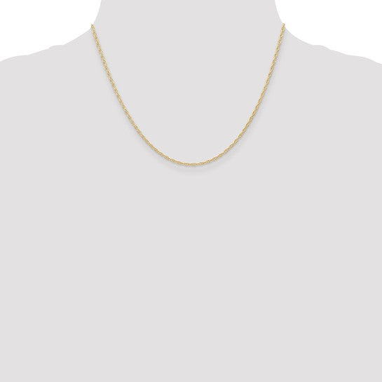 14KT Yellow Gold 18 inch Carded 1.35mm Cable Rope with Spring Ring Clasp Chain