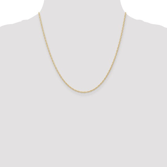 14KT Yellow Gold 20 inch Carded 1.35mm Cable Rope with Spring Ring Clasp Chain