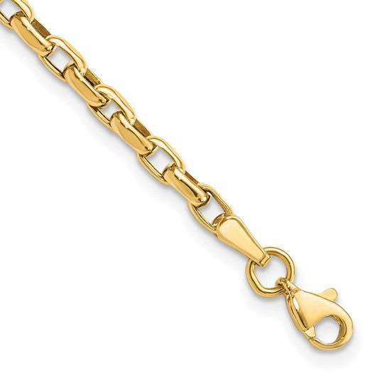 10kt 2 mm Fancy Square Cable Link 7.25 inch Bracelet