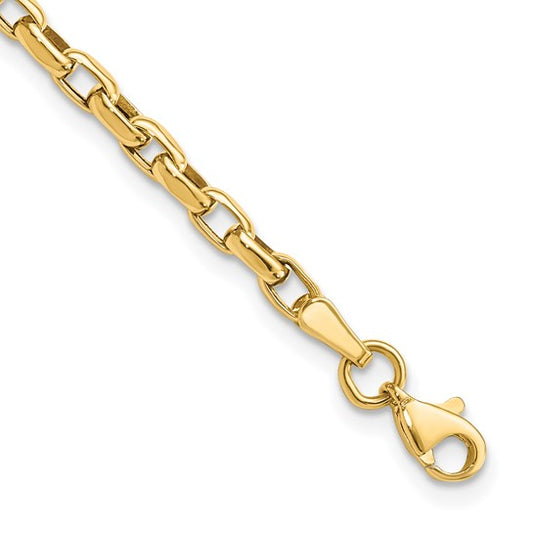 10kt 2 mm Fancy Square Cable Link 7.25 inch Bracelet