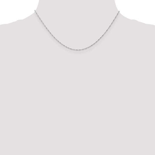 14kt White Gold 16 inch Carded 1mm Singapore with Spring Ring Clasp Chain