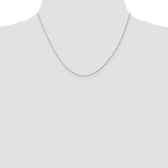 14kt White Gold 18 inch Carded 1mm Singapore with Spring Ring Clasp Chain