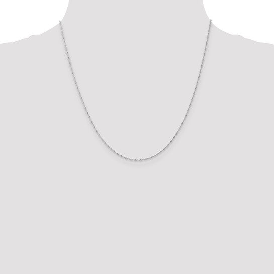 14kt White Gold 20 inch Carded 1mm Singapore with Spring Ring Clasp Chain
