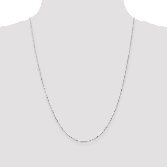 14KT White Gold 24 inch Carded 1mm Singapore with Spring Ring Clasp Chain