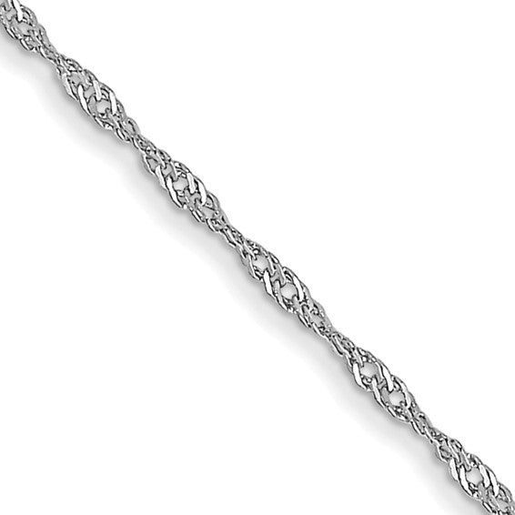 14kt White Gold 18 inch Carded 1mm Singapore with Spring Ring Clasp Chain