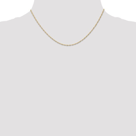 14kt Yellow Gold 16 inch Carded 1mm Singapore with Spring Ring Clasp Chain