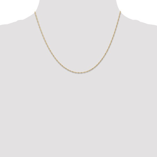 14KT Yellow Gold 18 inch Carded 1mm Singapore with Spring Ring Clasp Chain