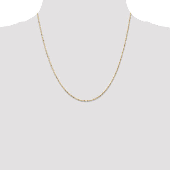 14kt Yellow Gold 20 inch Carded 1mm Singapore with Spring Ring Clasp Chain