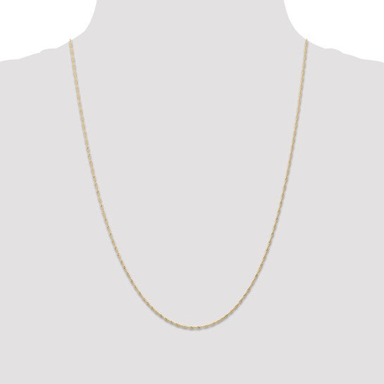 14KT Yellow Gold 24 inch Carded 1mm Singapore with Spring Ring Clasp Chain