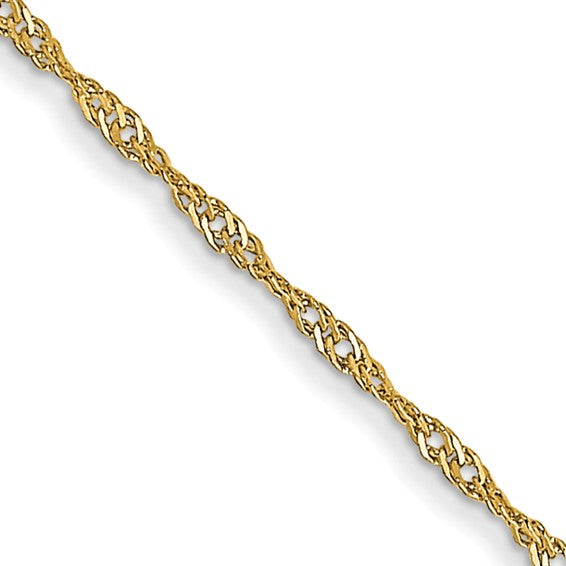 14KT Yellow Gold 24 inch Carded 1mm Singapore with Spring Ring Clasp Chain