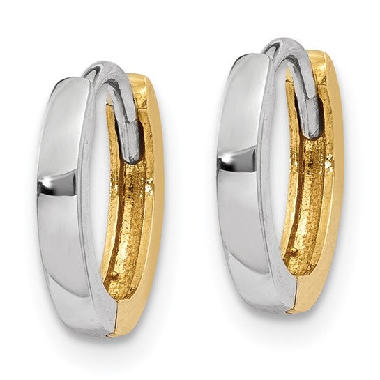 10kt Two-tone 1.50mm Hinged Hoop Earrings