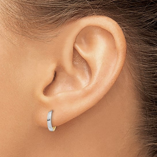 10kt Two-tone 1.50mm Hinged Hoop Earrings