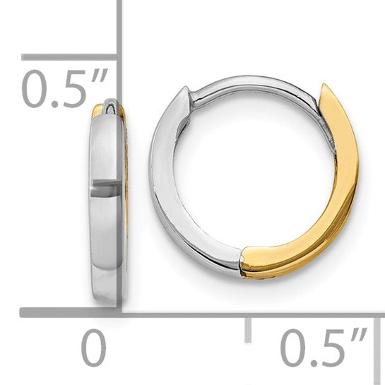 10kt Two-tone 1.50mm Hinged Hoop Earrings