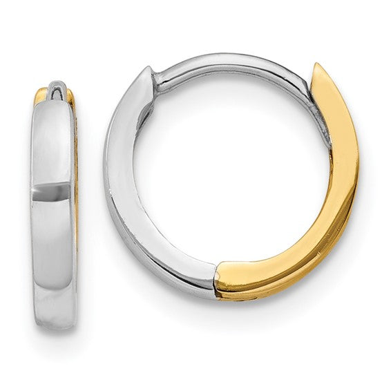 10kt Two-tone 1.50mm Hinged Hoop Earrings