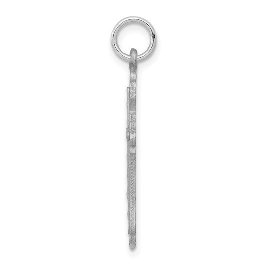 10kt White Gold Diamond-Cut Cross Charm