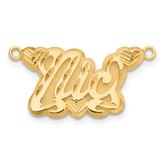10kt Yellow Gold 3D Diamond-cut Hearts Name Plate
