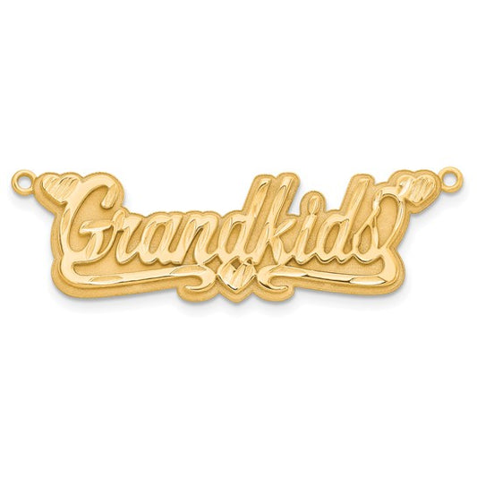 10kt Yellow Gold 3D Diamond-cut Hearts Name Plate
