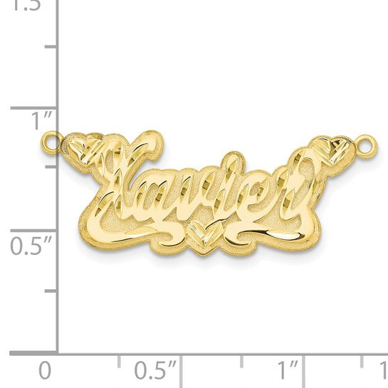 10kt Yellow Gold 3D Diamond-cut Hearts Name Plate