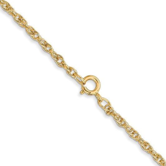 14kt Yellow Gold 24 inch Carded 1.55mm Cable Rope with Spring Ring Clasp Chain