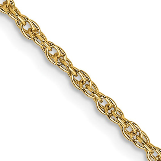 14kt Yellow Gold 24 inch Carded 1.55mm Cable Rope with Spring Ring Clasp Chain
