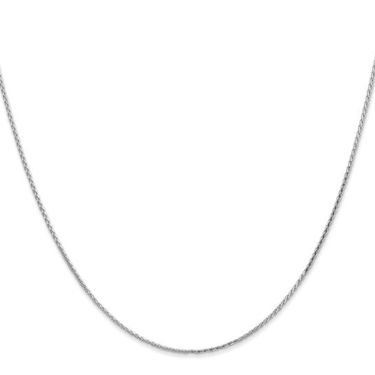 14KT White Gold 1.0mm D/C Wheat Chain