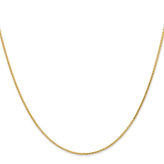 14KT Yellow Gold 1.0mm D/C Wheat Chain