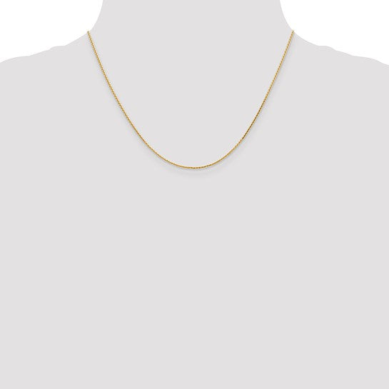 14kt Yellow Gold 1.0mm D/C Wheat Chain