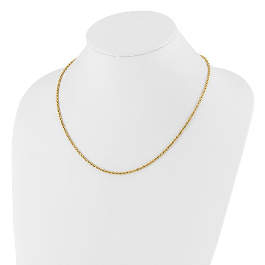 14KT Yellow Gold Adjustable 2mm D/C Rope Chain