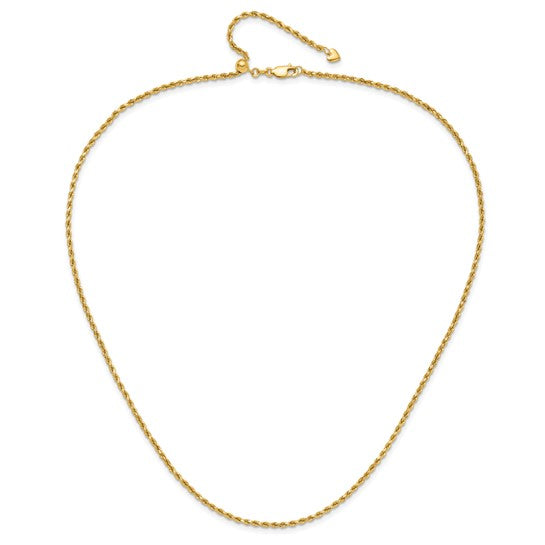 14KT Yellow Gold Adjustable 2mm D/C Rope Chain