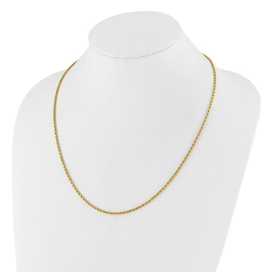 14KT Yellow Gold Adjustable 2mm D/C Rope Chain