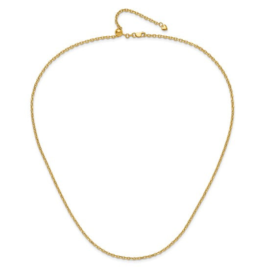 14KT Yellow Gold Adjustable 2.5mm Semi-Solid D/C Cable Chain