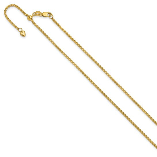 14KT Yellow Gold Adjustable 1.6mm Semi-solid Spiga Chain