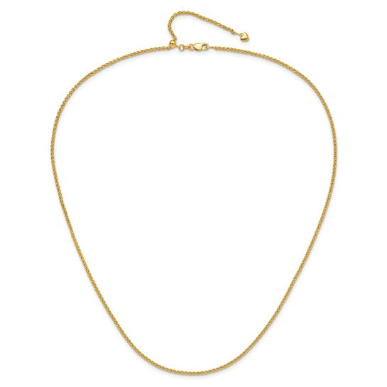 14KT Yellow Gold Adjustable 1.6mm Semi-solid Spiga Chain