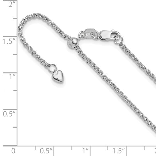14KT White Gold Adjustable 1.6mm Semi-solid Spiga Chain